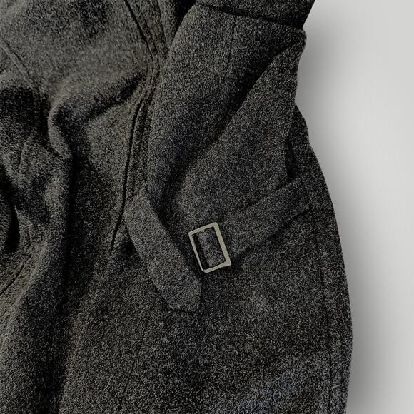 Collection By Gallery Wool Blend Zip Up Peacoat Faux Fur Collar Size L Dark Gray - Picture 9 of 16